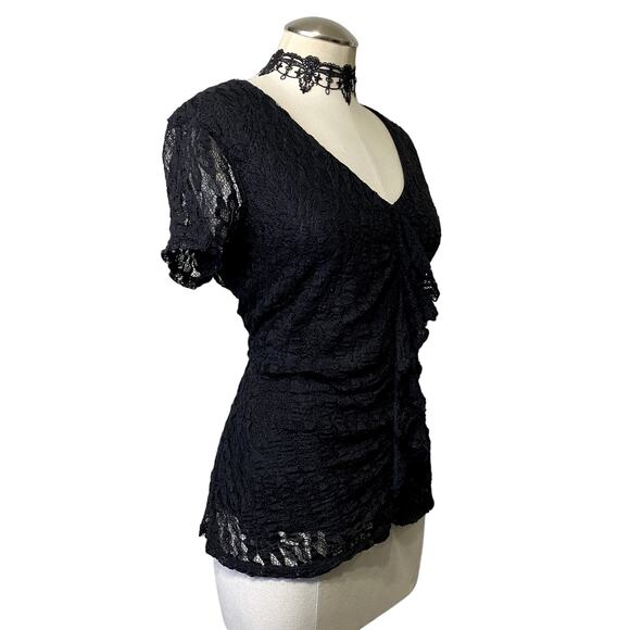 Cato Lace Gothic Blouse Whimsygoth Ruffle Dark Fairy Core - Picture 3 of 13